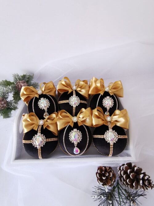 Elegant black Christmas baubles - Image 2