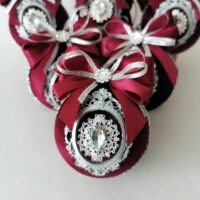 Burgundy and silver  Christmas baubles
