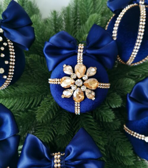 Luxury Christmas rhinestones ornaments- navy blue - Image 9