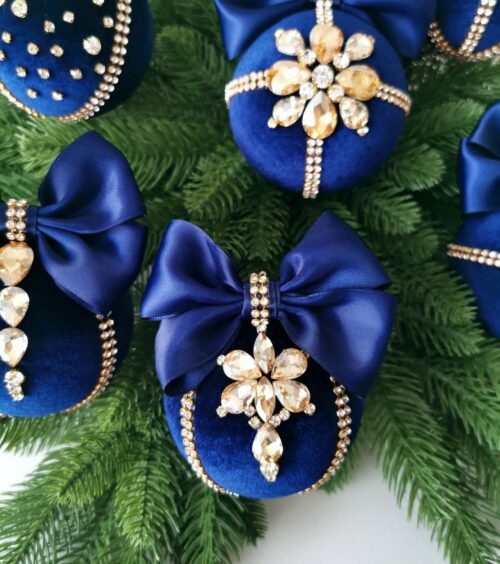 Luxury Christmas rhinestones ornaments- navy blue - Image 10