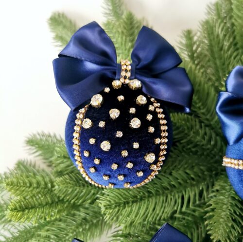 Luxury Christmas rhinestones ornaments- navy blue - Image 8