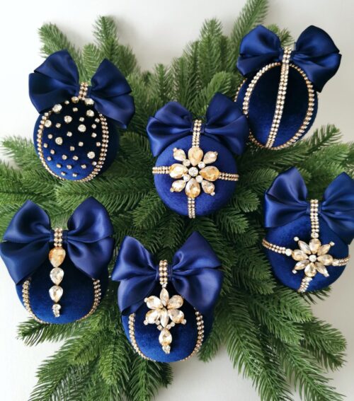 Luxury Christmas rhinestones ornaments- navy blue - Image 5