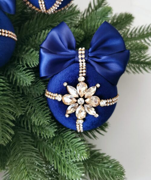 Luxury Christmas rhinestones ornaments- navy blue - Image 3