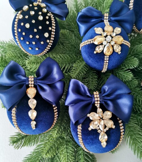Luxury Christmas rhinestones ornaments- navy blue - Image 6