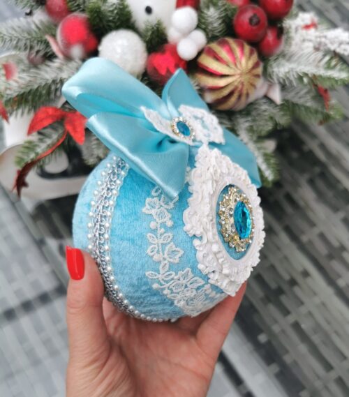Light blue Vintage Christmas ornaments - Image 4