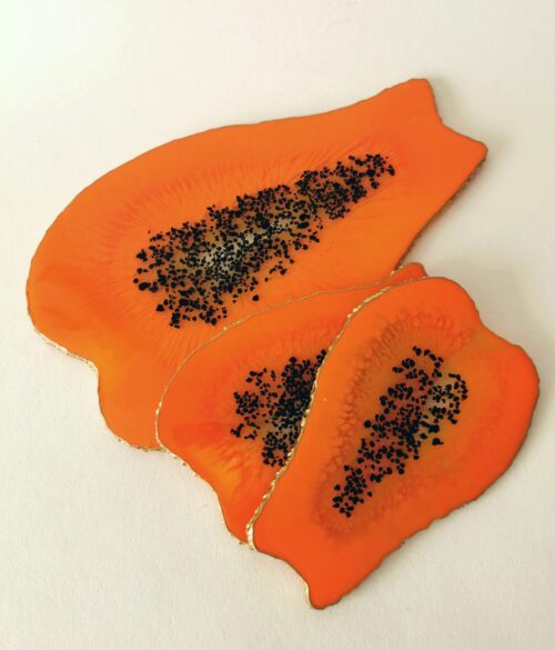 Papaya resin tray and coasters - Image 5