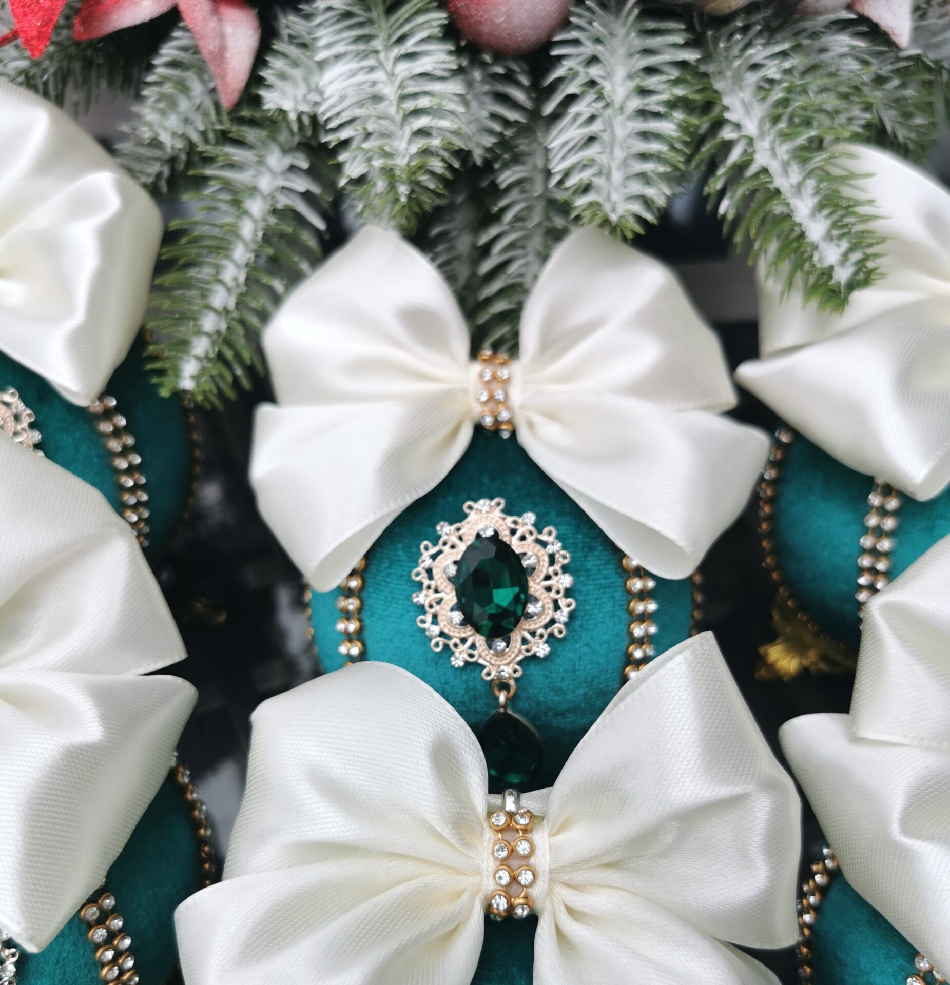 Teal Christmas baubles - Image 3