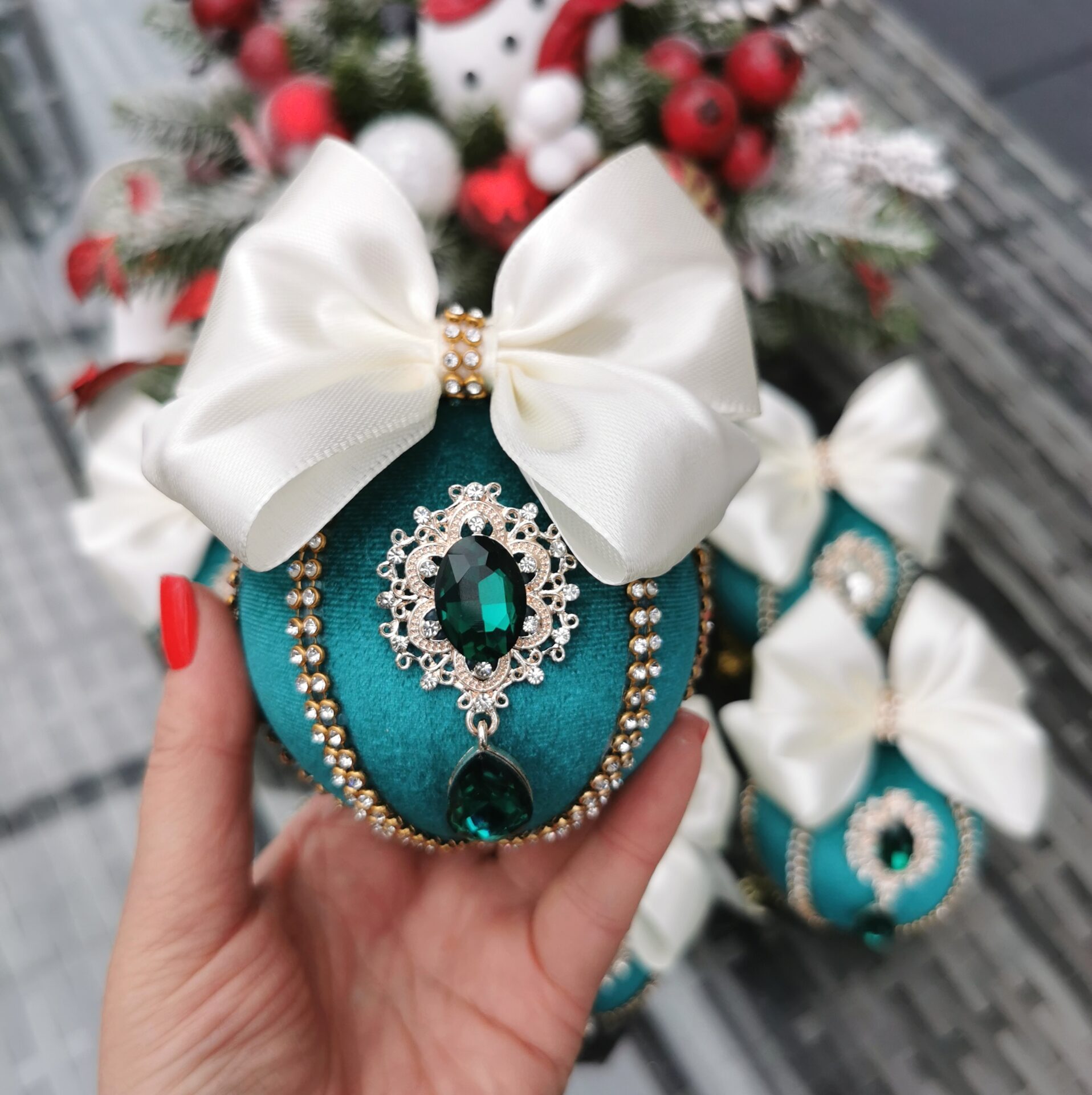 Teal Christmas baubles