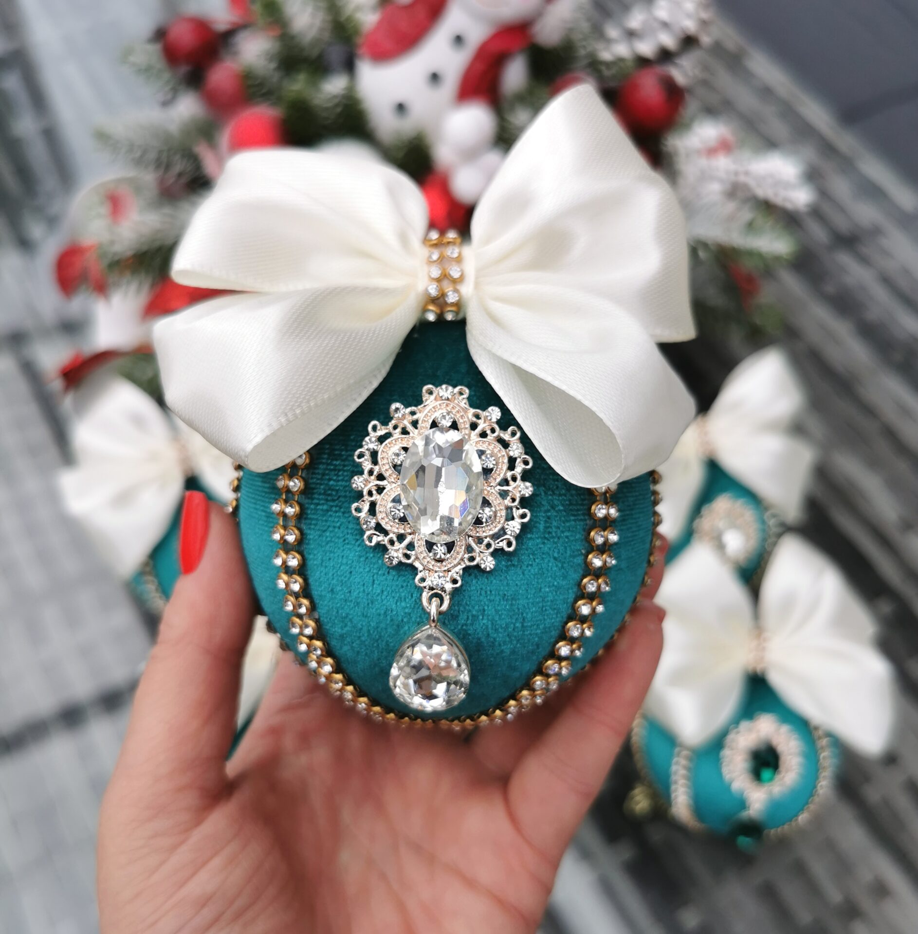 Teal Christmas baubles - Image 8