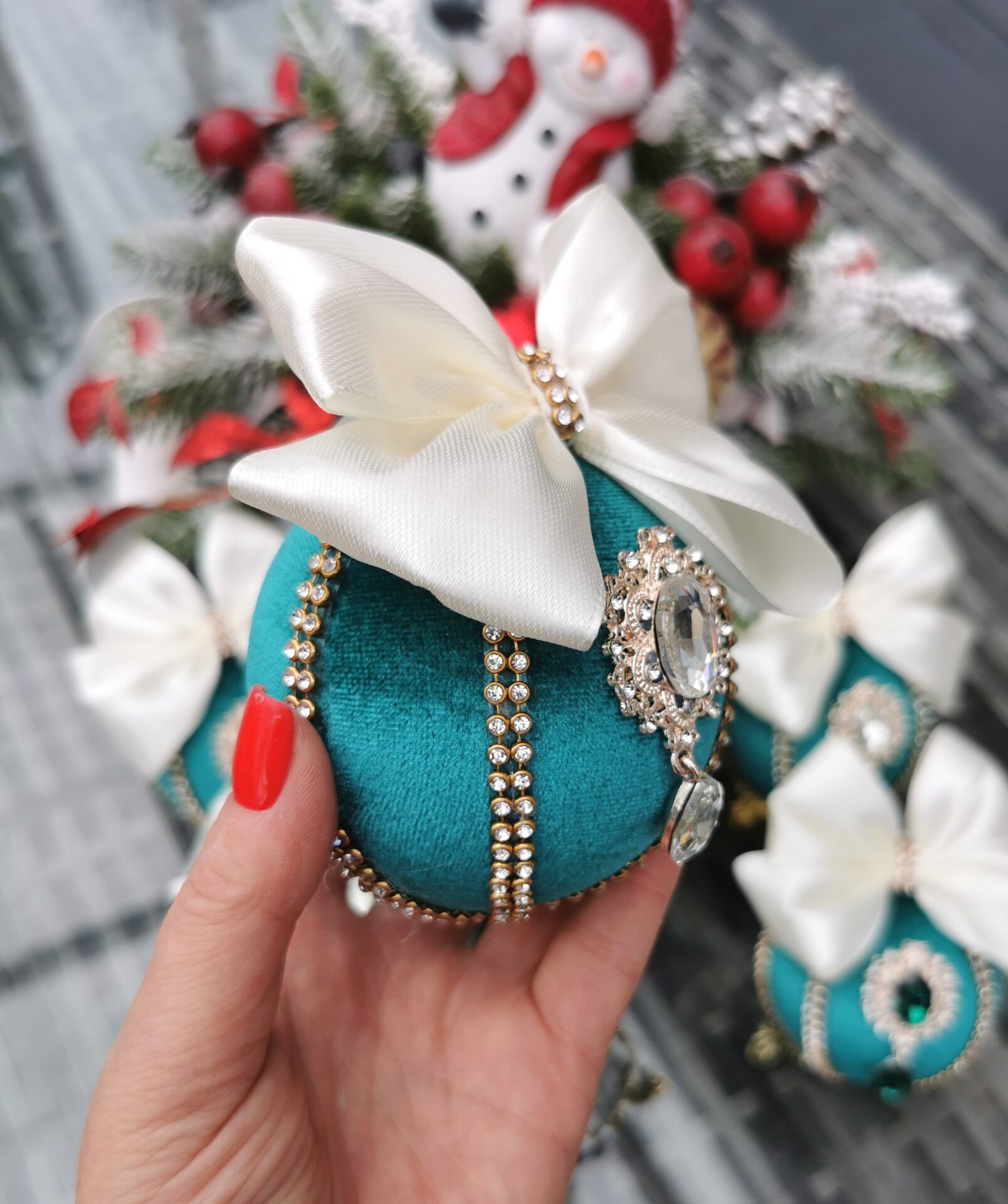 Teal Christmas baubles - Image 7