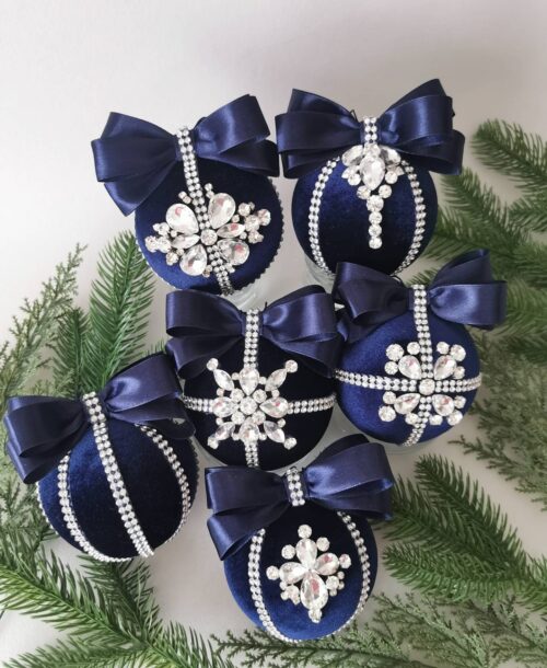 Luxury Christmas rhinestones ornaments- navy blue