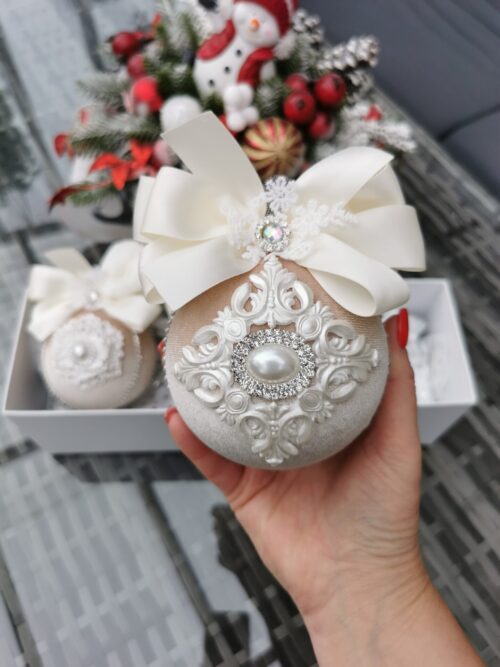 Christmas balls set/light coffee - Image 4