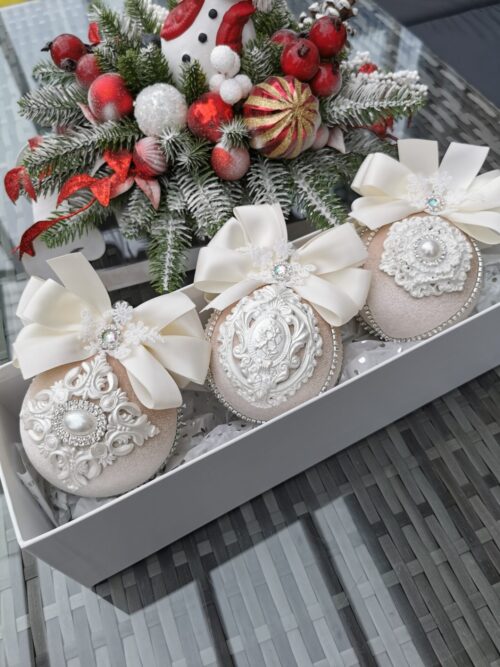 Christmas balls set/light coffee - Image 7