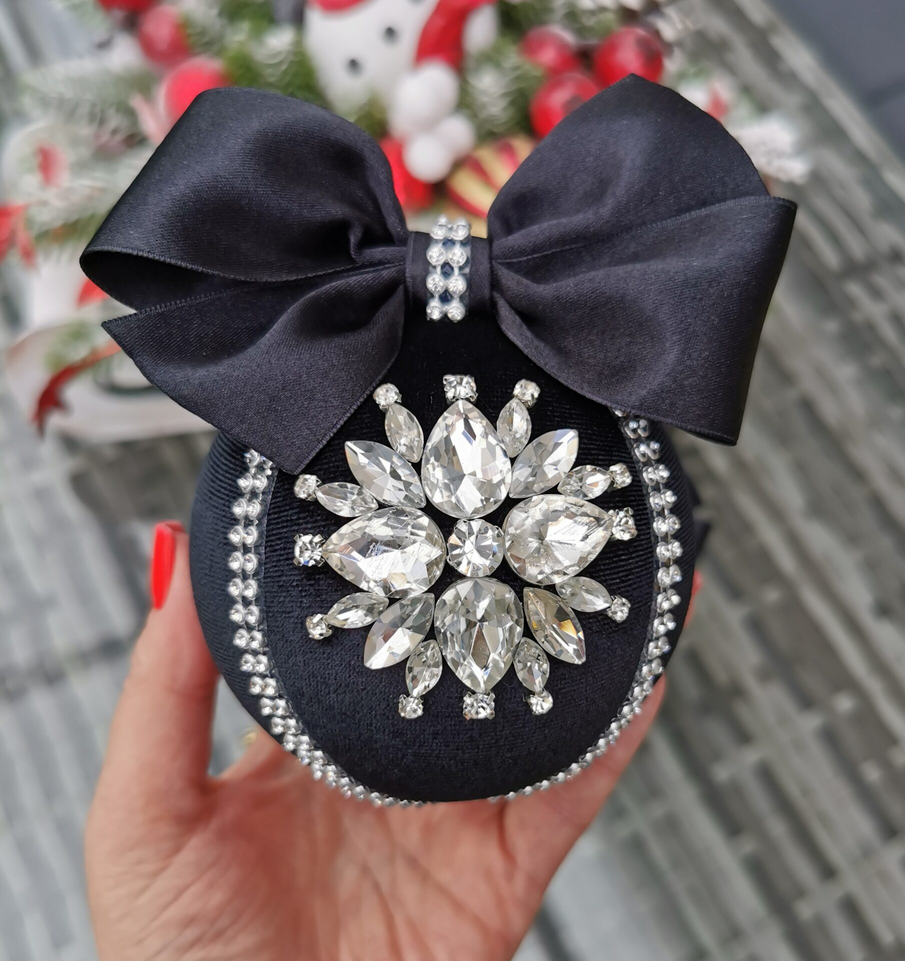 Luxury Christmas rhinestone balls/black - Image 2