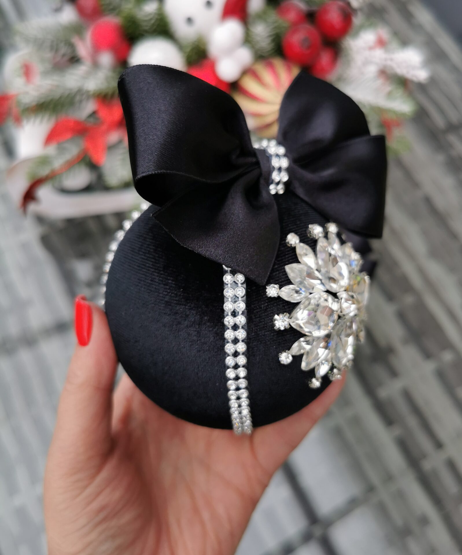 Luxury Christmas rhinestone balls/black - Image 3
