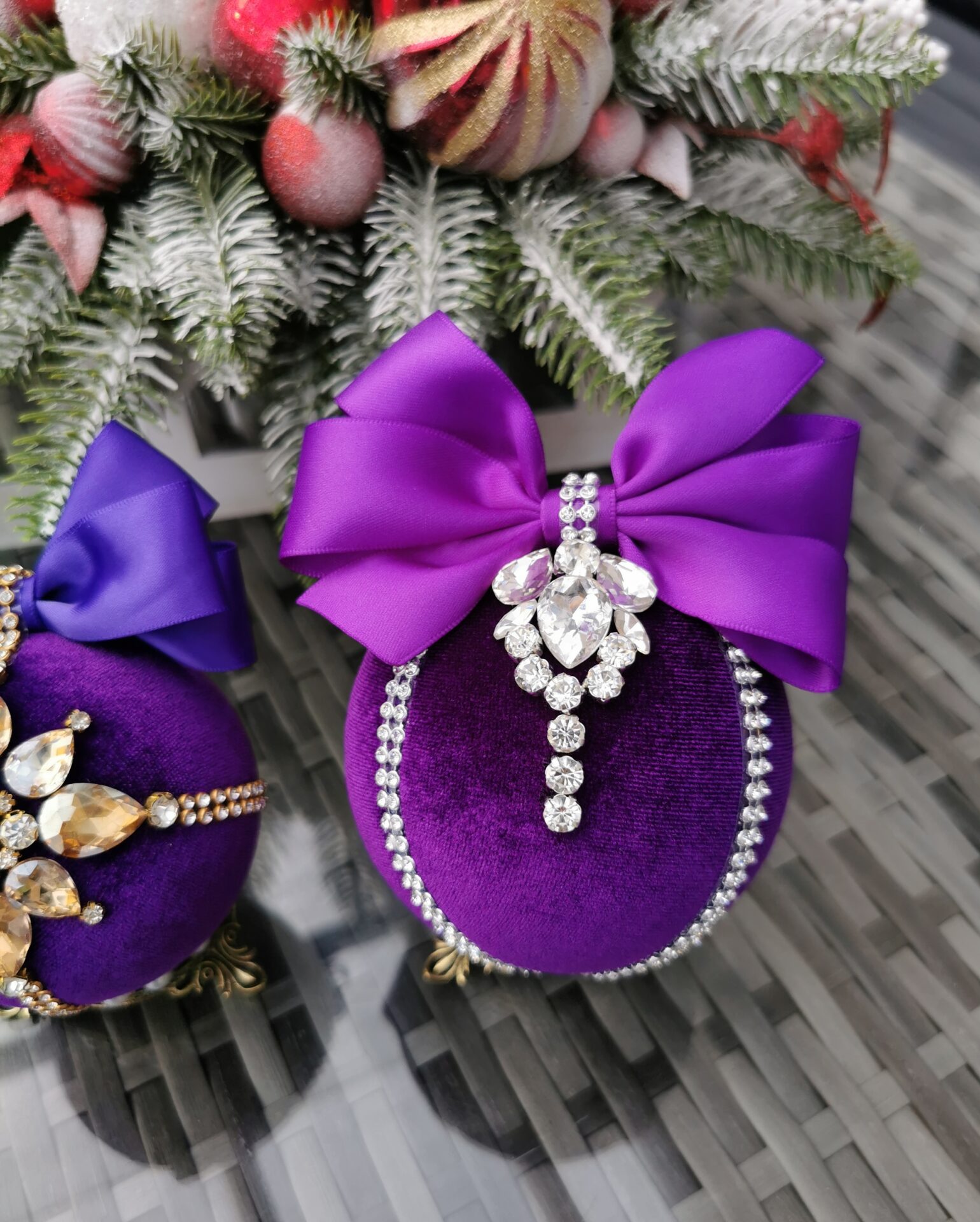 Luxury rhinestone Christmas balls/purple - Image 2