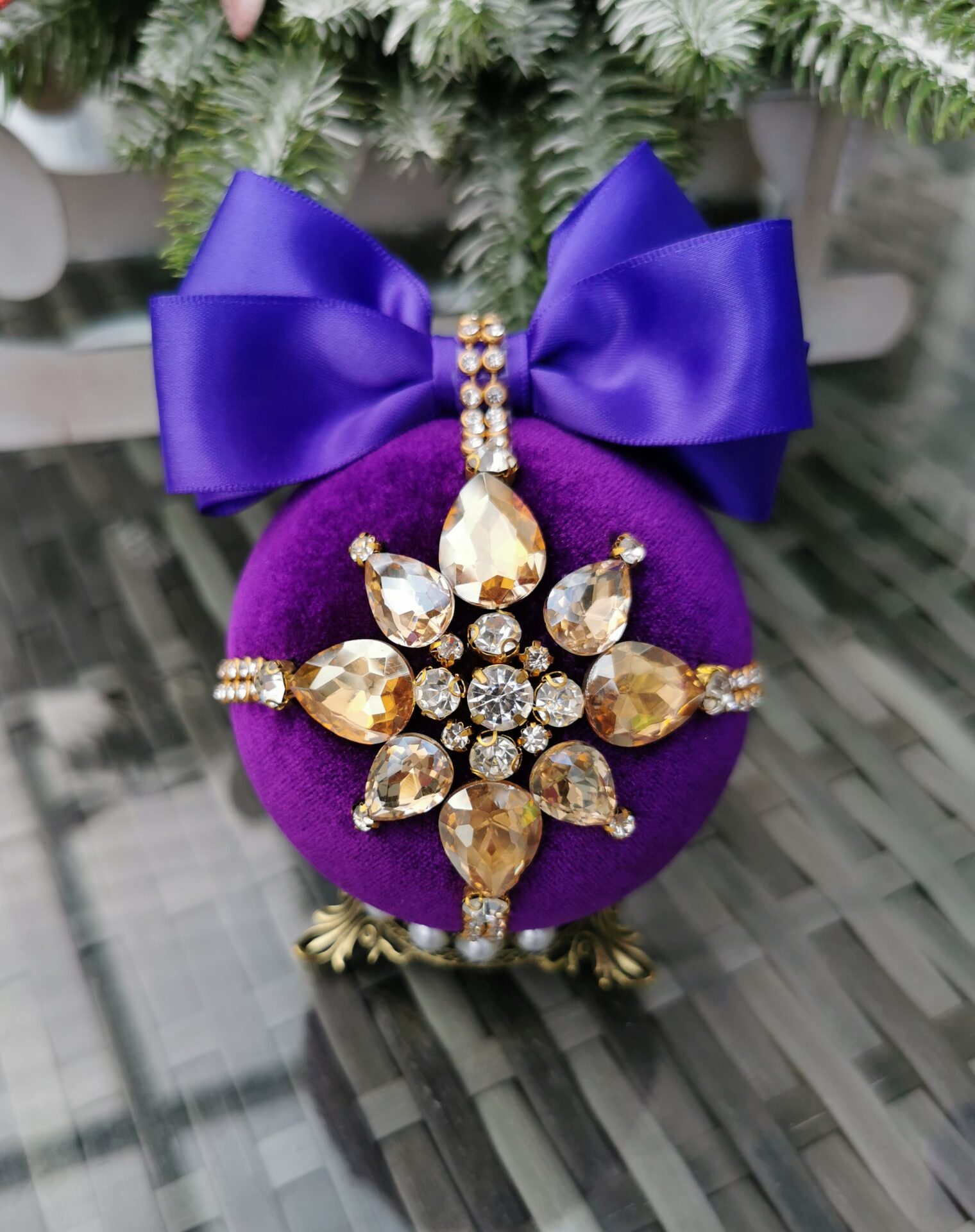 Luxury rhinestone Christmas balls/purple - Image 3