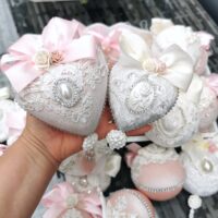 White / pink Christmas ornaments set