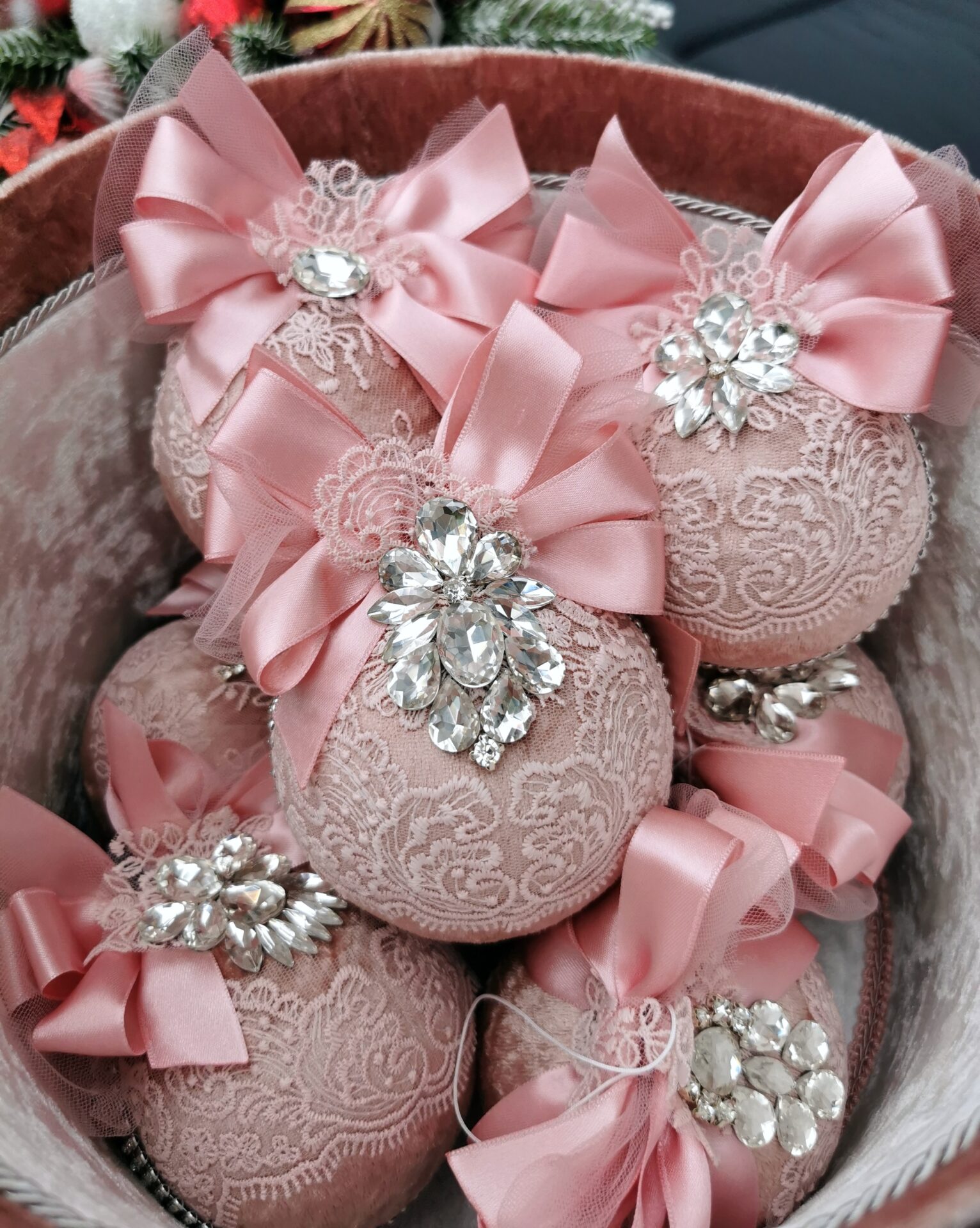Blush pink Christmas balls set - Image 2