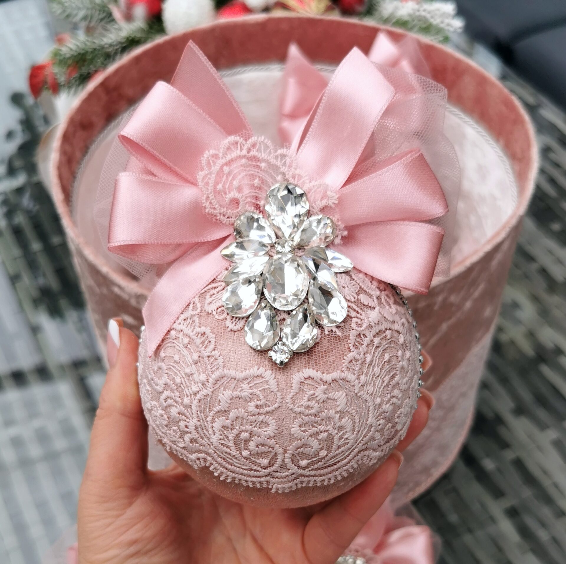 Blush pink Christmas balls set - Image 3