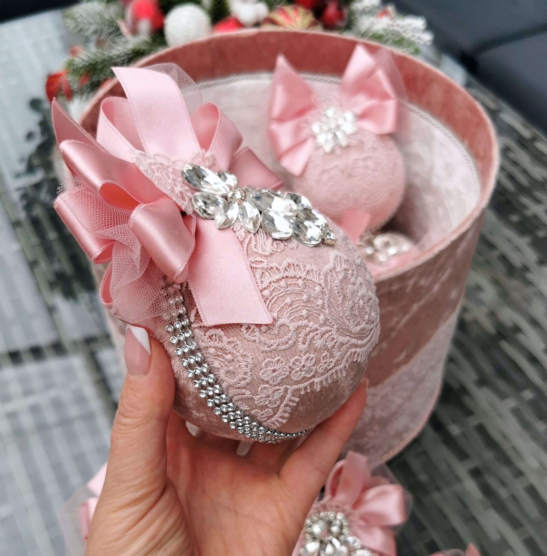 Blush pink Christmas balls set - Image 4