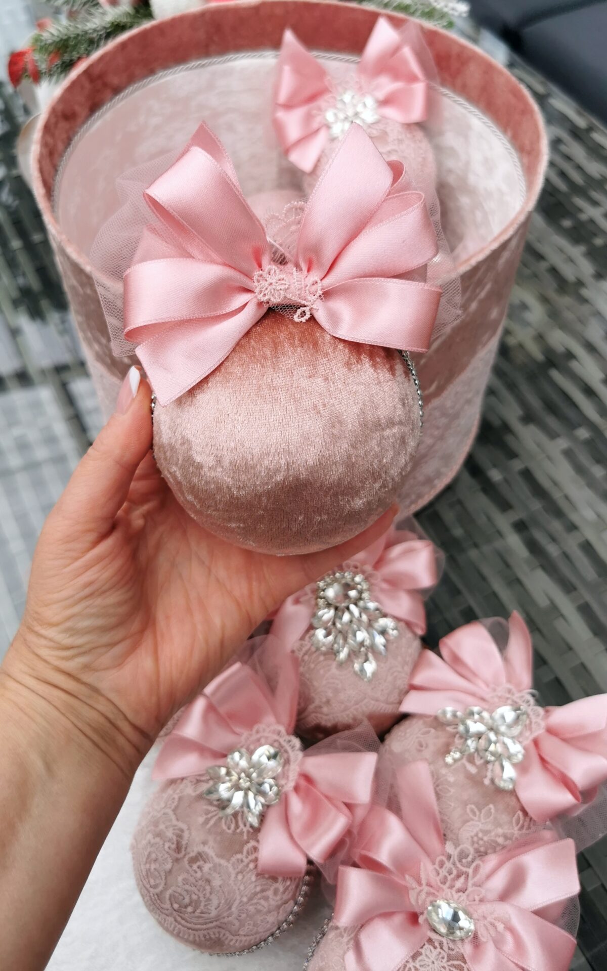 Blush pink Christmas balls set - Image 5
