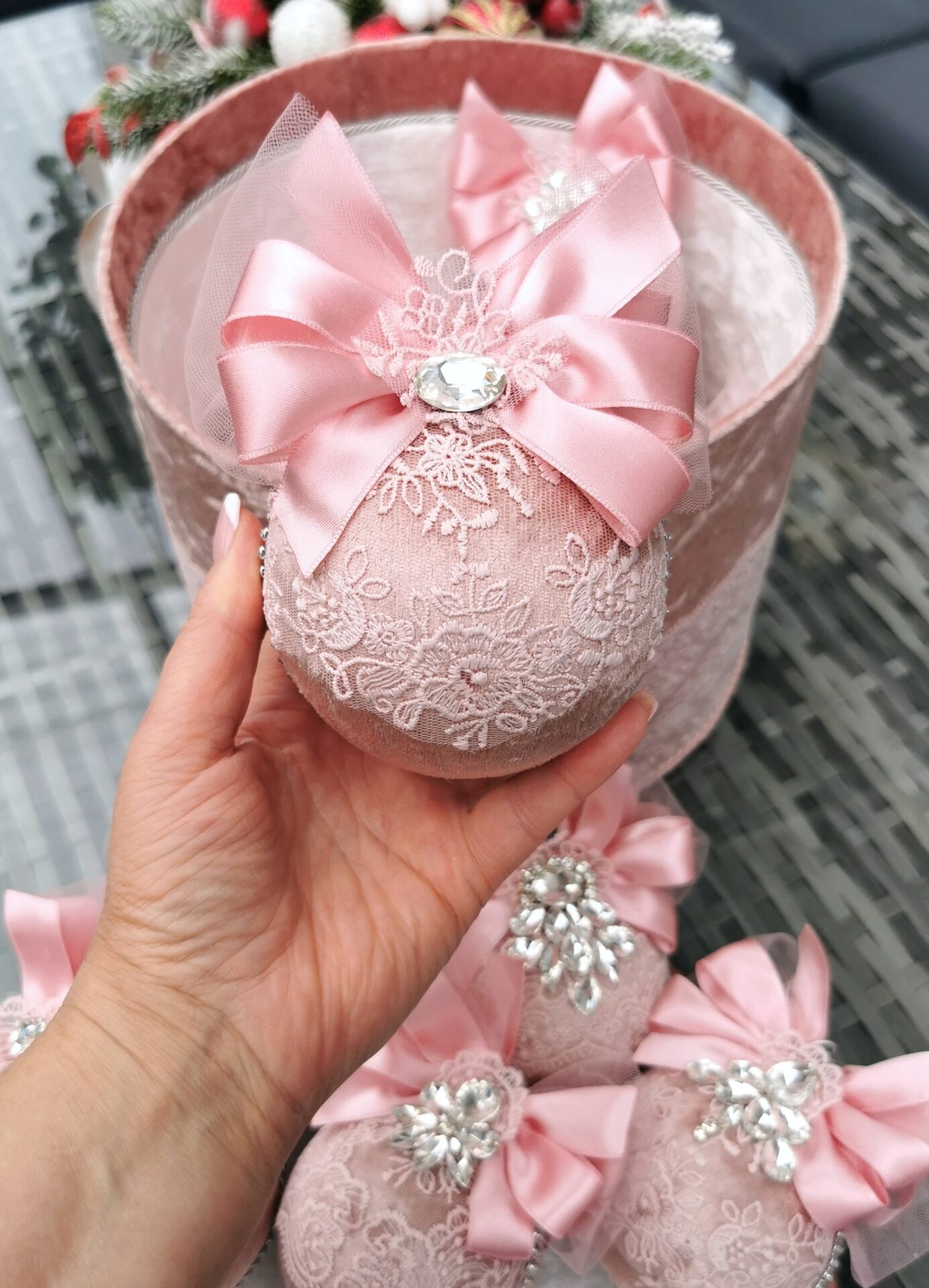 Blush pink Christmas balls set - Image 6