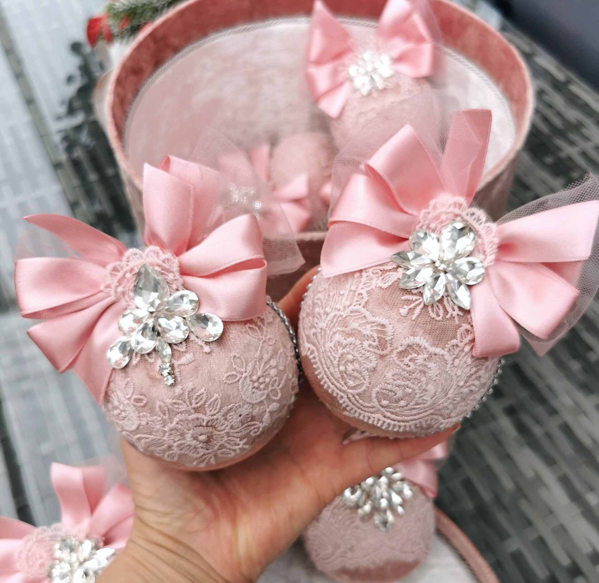 Blush pink Christmas balls set - Image 7