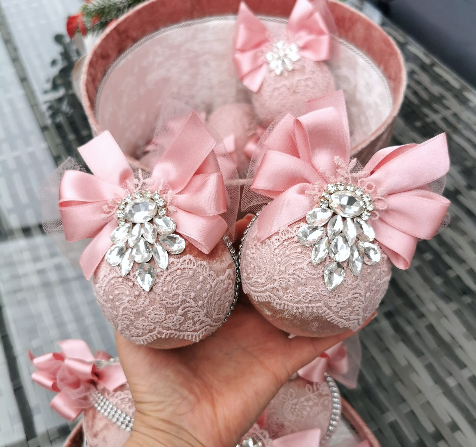 Blush pink Christmas balls set - Image 8