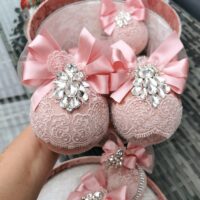 Blush pink Christmas balls set