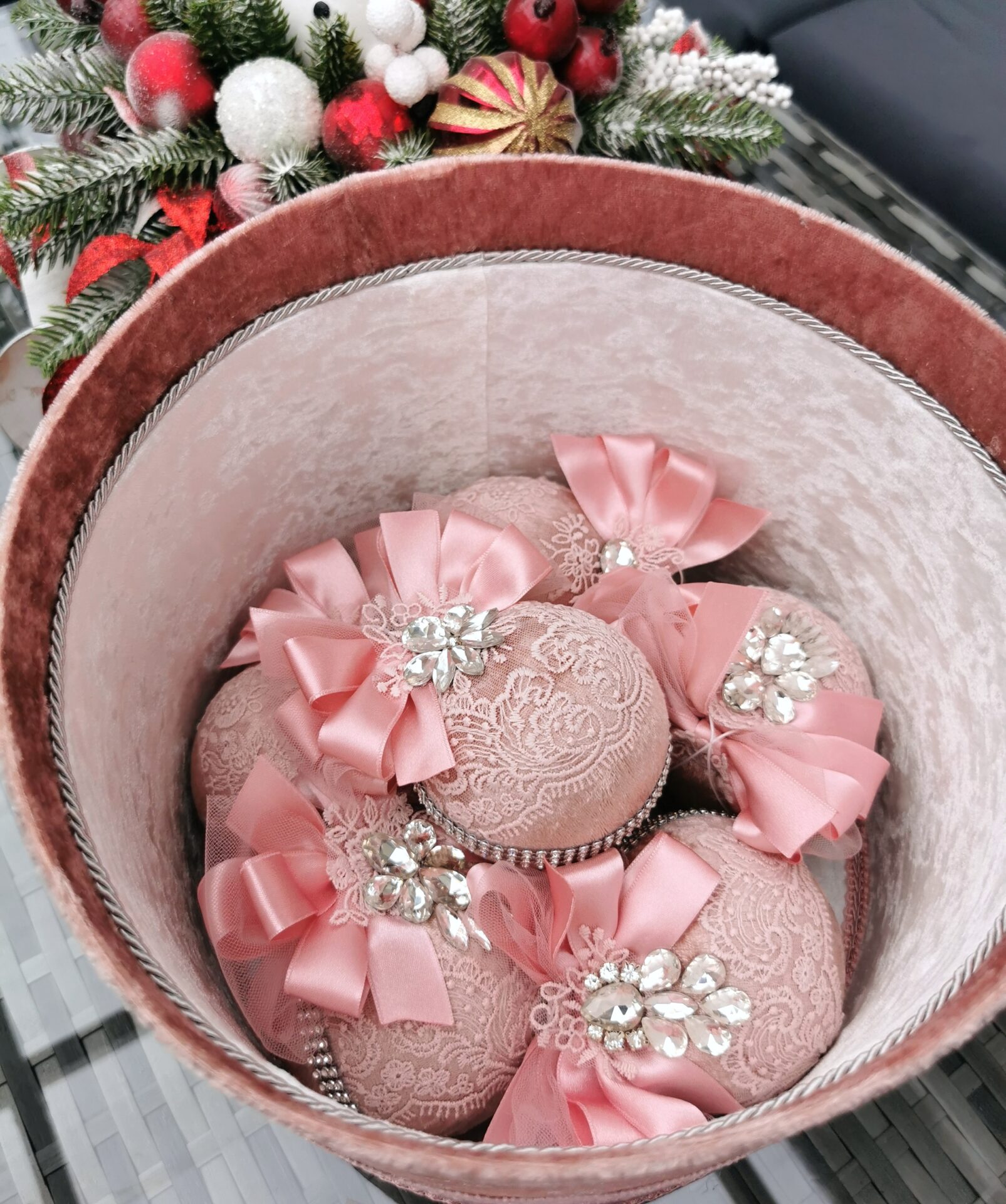 Blush pink Christmas balls set - Image 10