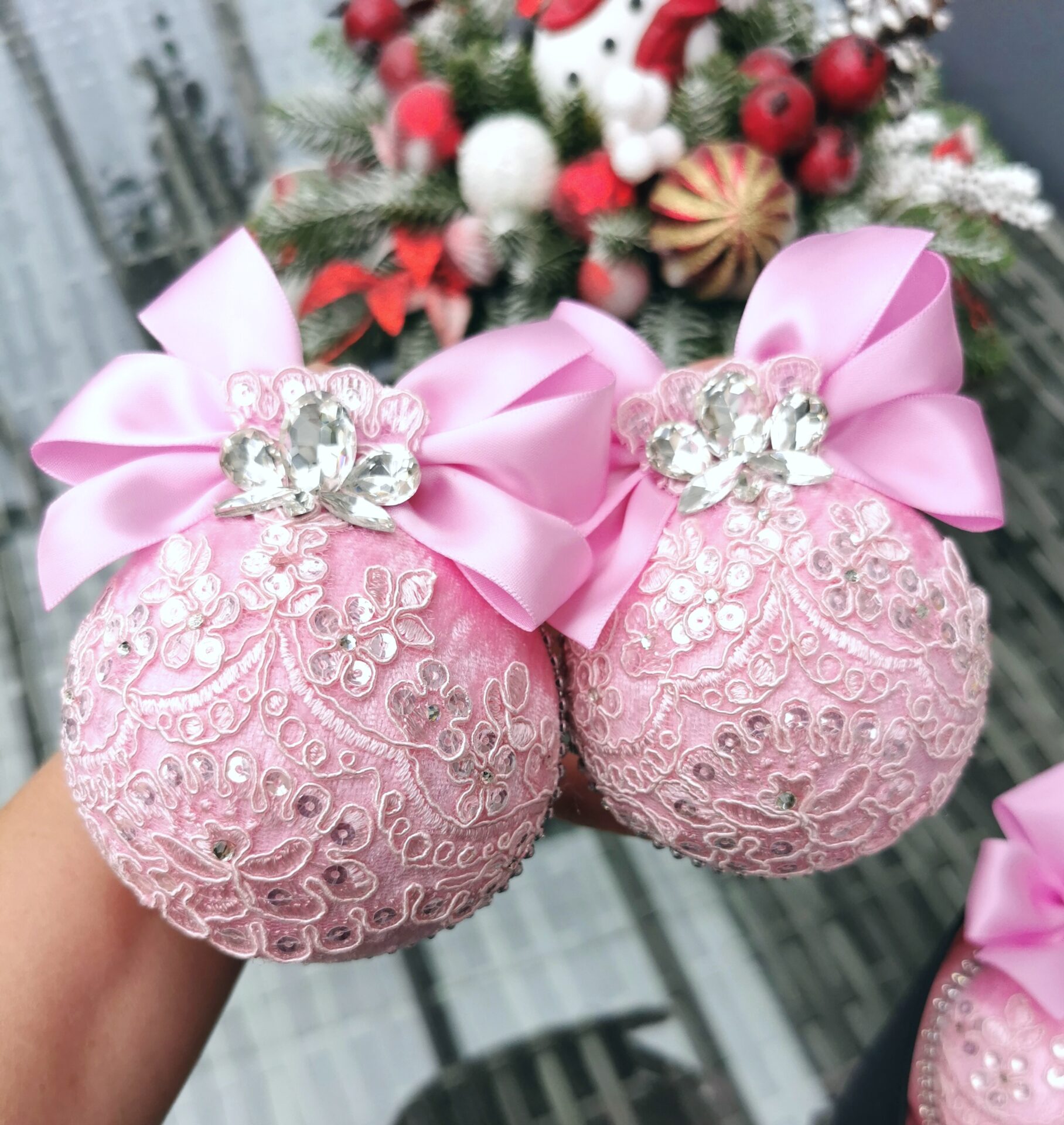 Pink Christmas ornaments - Image 6