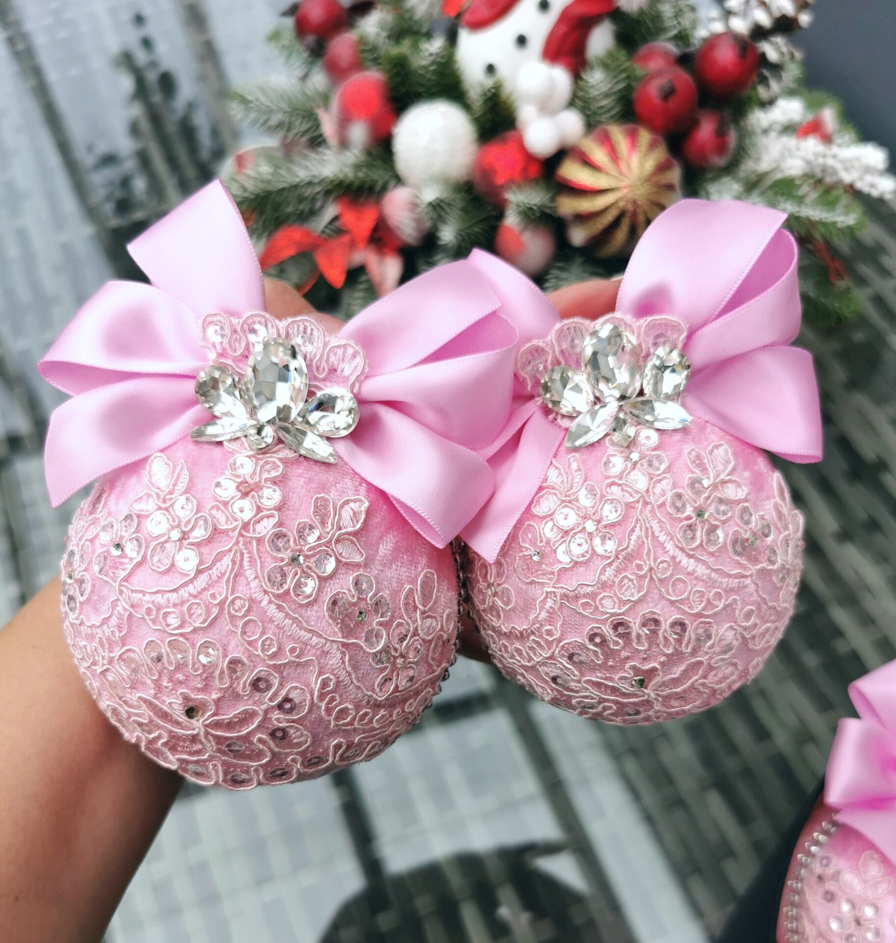 Pink Christmas ornaments - Image 7