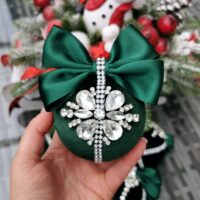 Emerald rhinestone ornaments