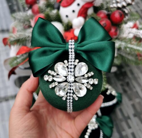 Emerald rhinestone ornaments
