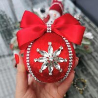 Red Christmas rhinestone ornaments