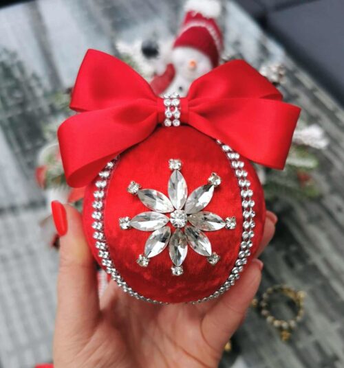 Red Christmas rhinestone ornaments