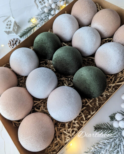 Christmas tree ornaments mix- latte/ vanilla/sage green - Image 5