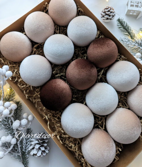 Christmas tree ornaments mix- latte/vanilla/brown - Image 3