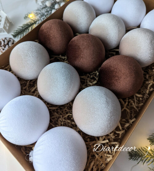 Christmas tree ornaments mix- white/vanilla/brown - Image 4