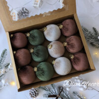 Christmas Ornaments Mix | Moss Green, Brown , Capuchino - 12 Units Set