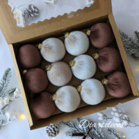 Christmas Ornaments Mix | Brown,Capuchino, Beige - 12 Units Set