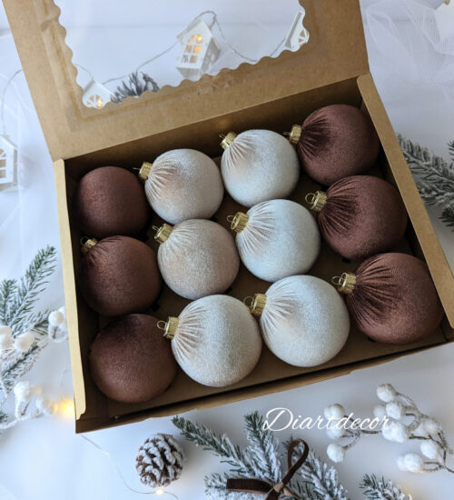 Christmas Ornaments Mix | Brown,Capuchino, Beige - 12 Units Set - Image 4