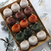 Christmas Ornamenst Mix | Moss Green, Brown, Beige,Rustic - 15 Units Set