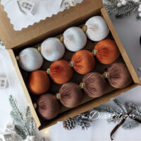 Christmas Ornaments Mix | Rustic, Brown, Beige - 12 Units Set