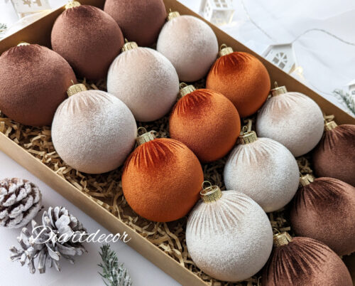 Christmas Ornaments Mix | Rustic, Brown, Beige - 15 Units Set - Image 2