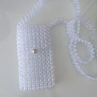 White beaded bag for phone