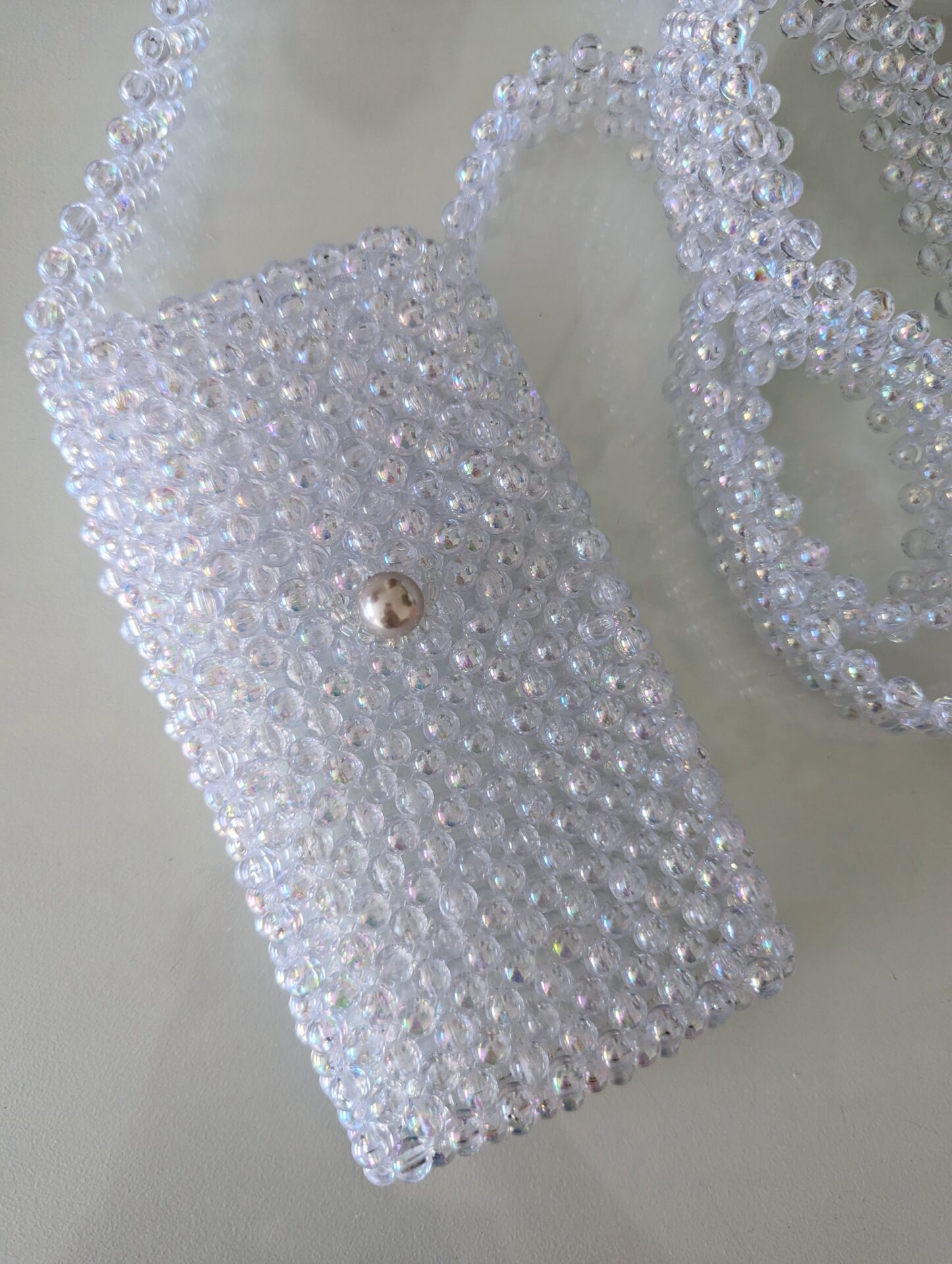 White beaded bag for phone - Image 3