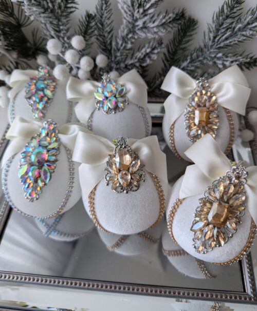 White Christmas baubles - Image 7