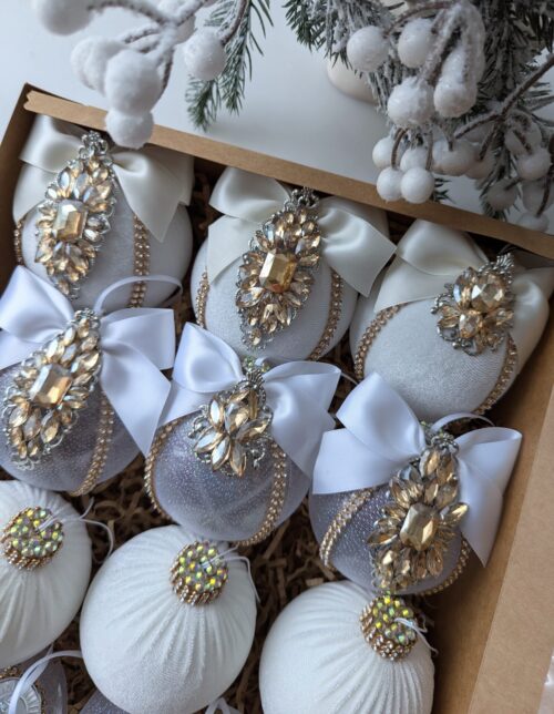 White Christmas baubles - Image 11